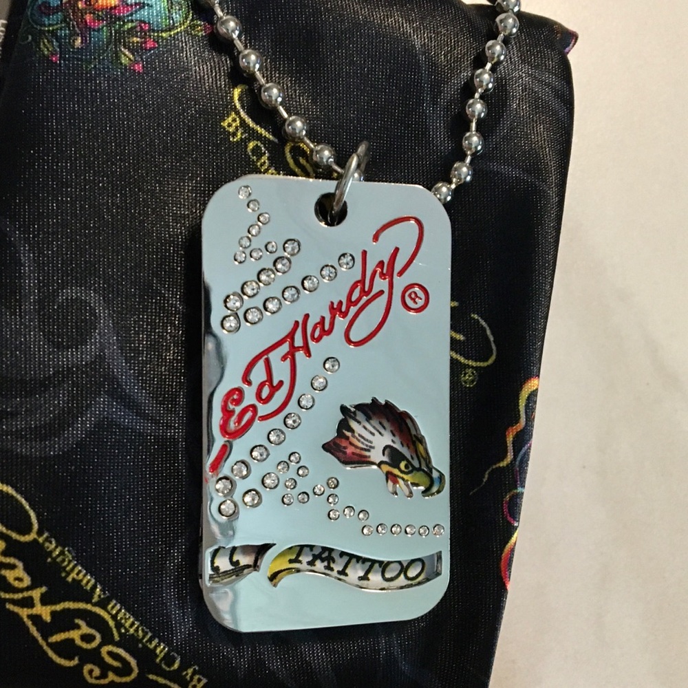 NWT Ed Hardy Dog Tag Necklace with COA and pouch - Picture 4 of 8